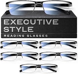 Gaoye Executive Style Reading Glasses Men - Durable Readers with Blue Light Filtering- Comfortable Fit with TR90 Frames