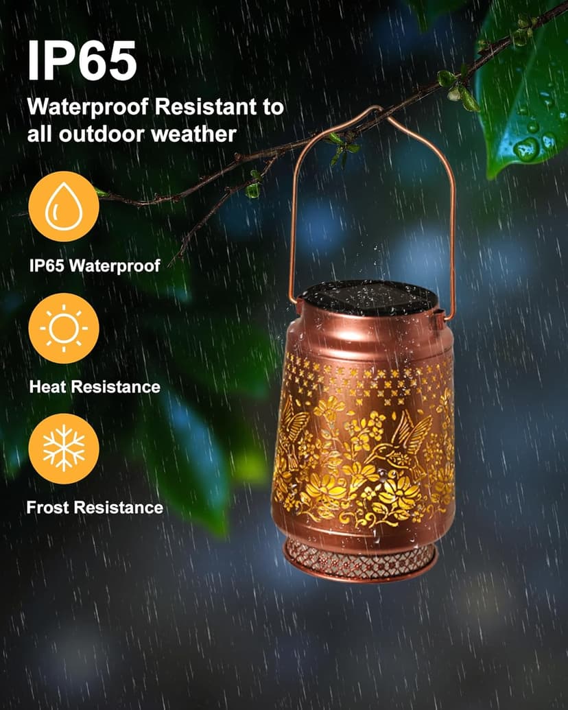 Christmas Gifts for Women, Hummingbird Solar Lanterns Outdoor Waterproof, Garden Decor Birthday Gifts for Women Mom Grandma Sister, Metal Hanging Solar Lights Outside Decorative for Backyard Patio
