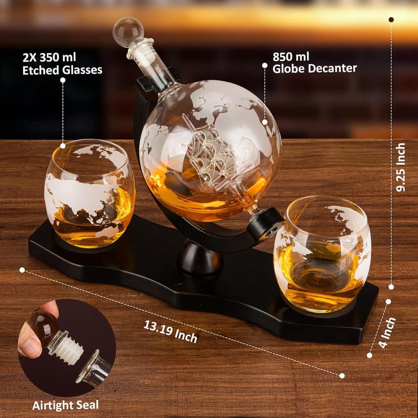 Whiskey Stones and Whiskey Glass Gift Set, DIOXADOP 8 Natural Whisky Stones 1 Crystal Whisky Glasses with Blessing Card in Exquisite Wooden Box, Prepare a Gift for a Whisky Scotch Bourbon Lover