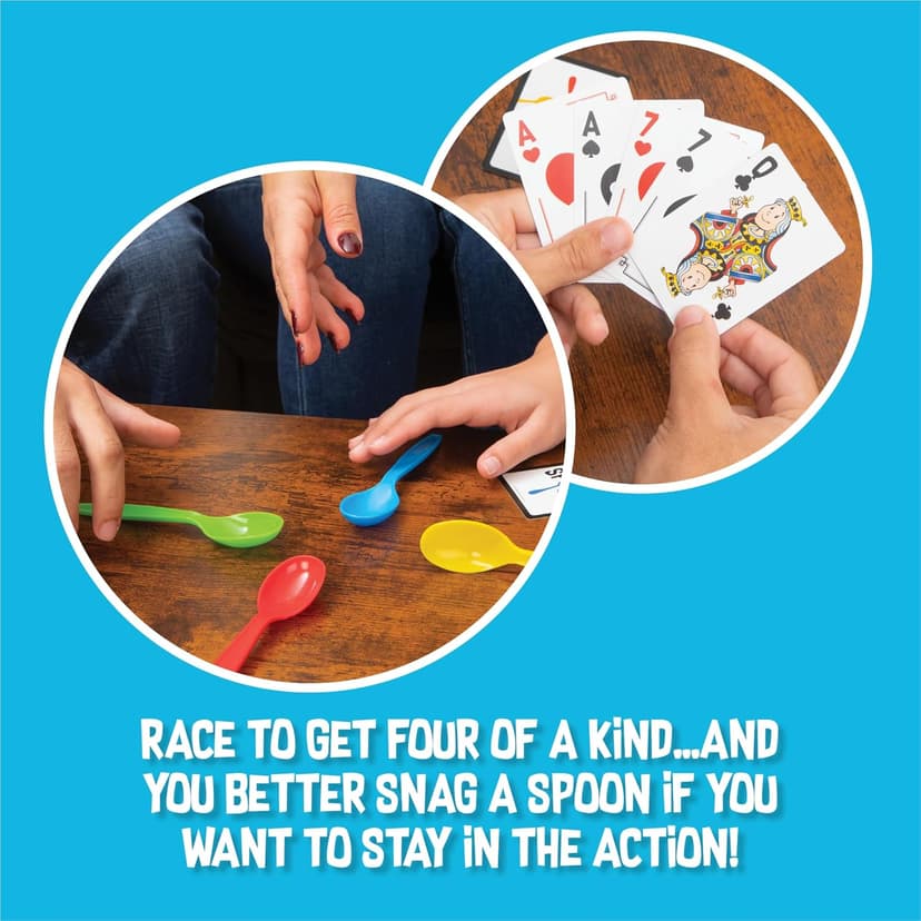 Spoons in a Case, Card Games for Kids - Spoons Game, Fun Family Games for Kids and Adults, Game Night, Travel Games, 3-6 Players, Ages 7+
