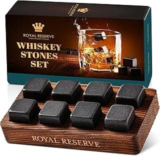 Whiskey Stones Gift Set by Royal Reserve – Artisan Crafted Reusable Chilling Rocks for Scotch – Stocking Stuffer for Men - Bourbon Gifts for Husband Dad Boyfriend Guy