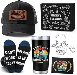 Gifts for Fishermen Fishing Lovers Gifts for Men Cool Fisherman Stuff for Mens Unique Fishing Accessories for Men with Keychain Mug Hat Socks B0FWJFQ3HG