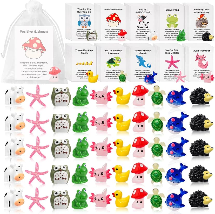 100 Set Employee Appreciation Gift Bluk for Coworkers Resin Animal Gifts with Pun Inspirational Note Cards for Thank You Office Staff Team Teachers, Nurses B0DXPVMLDZ