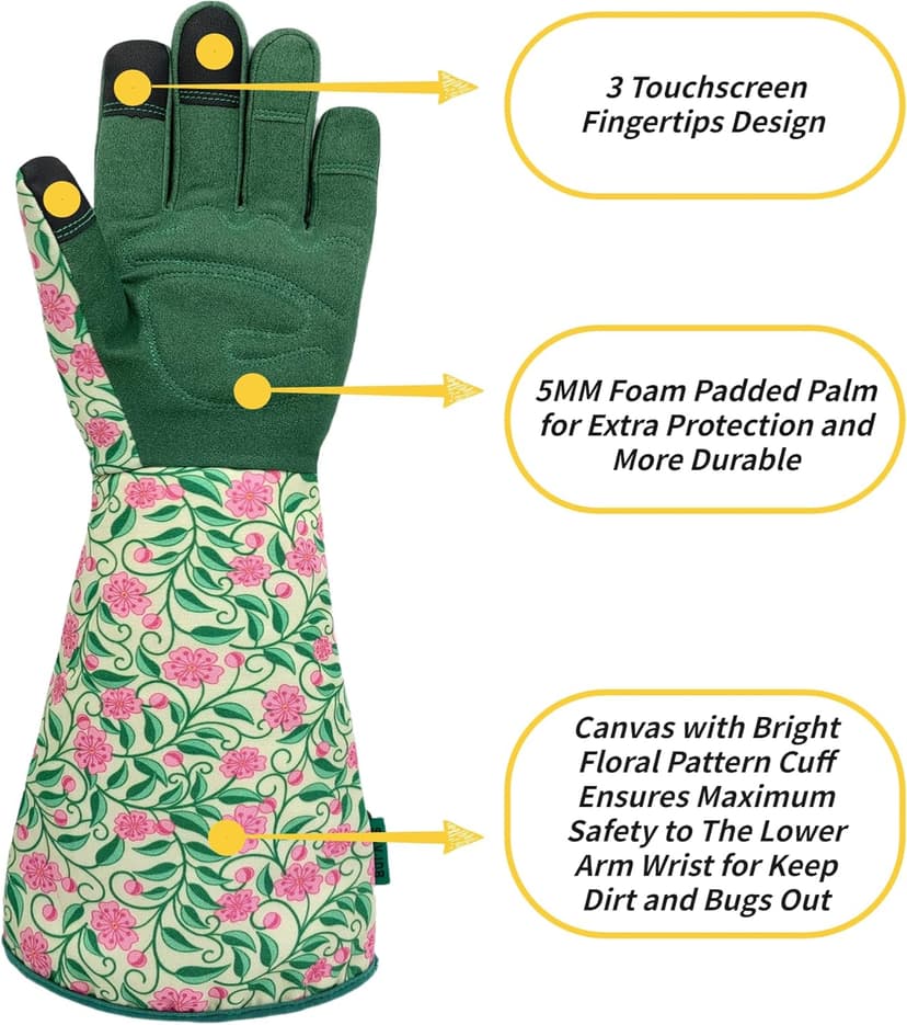 Thorn-proof Gardening and Garden Gloves,Durable Long Rose Yard Work Glove,Gifts for Men Women,Touchscreen
