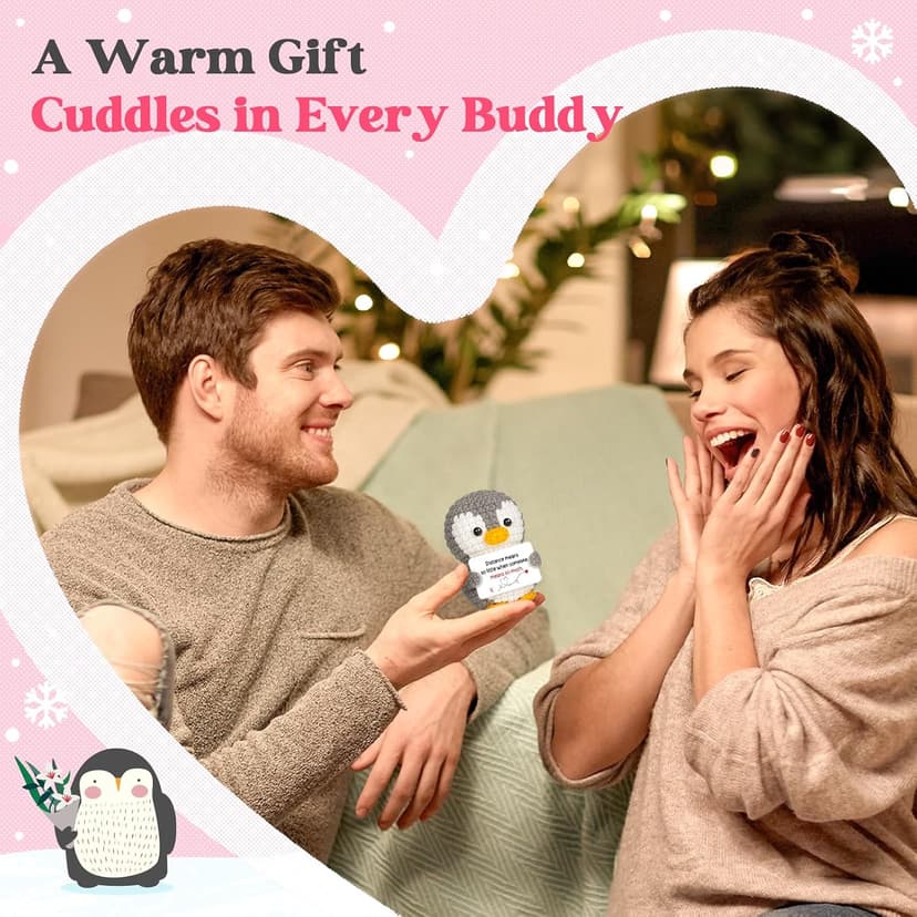 Miss You Thinking of You Gifts for Friend Couple, Positive Crochet Penguin, Farewell Goodbye Going Away Gift for Him Her Long Distance Relationship Gifts for Boyfriend Girlfriend Friendship B0GD69ZJ6M