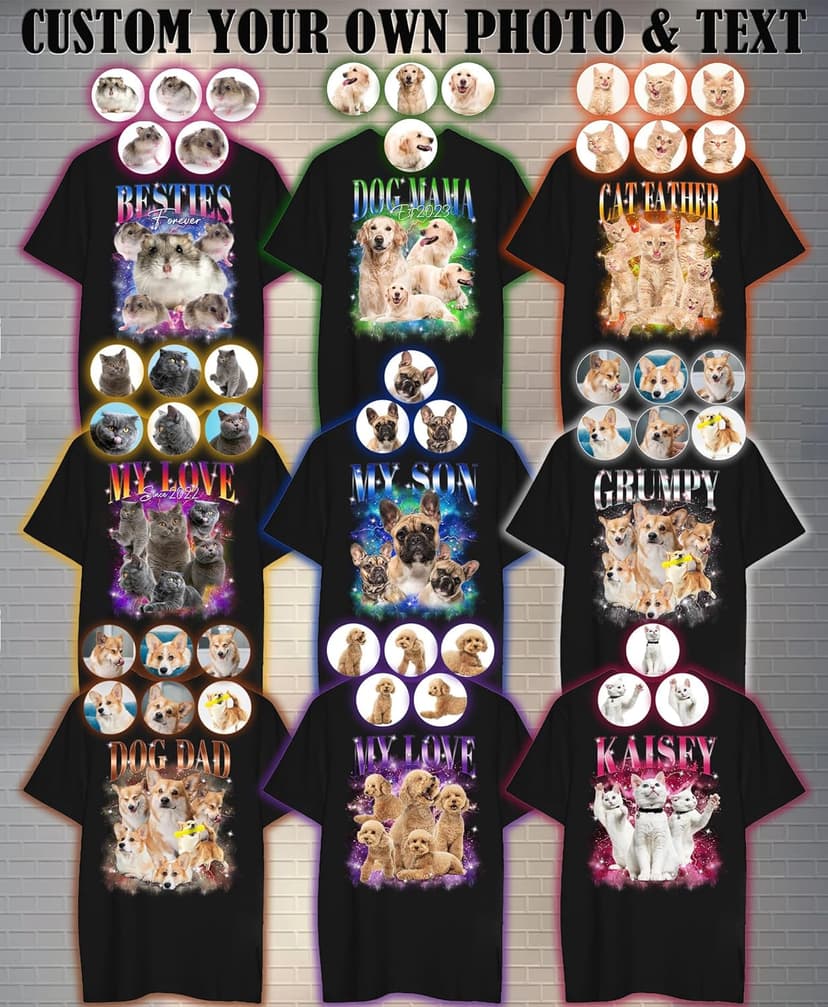 Custom Photo Bootleg Rap Shirt with Girlfriend's Face for Boyfriend - Vintage Graphic Shirt for Men