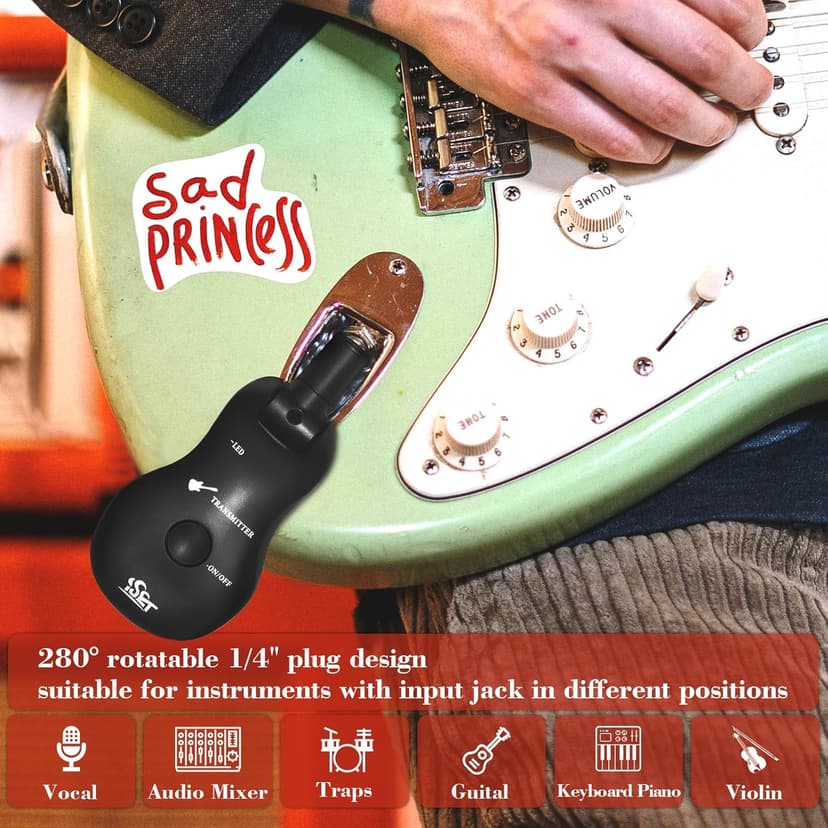 Distance Only 3-5 Meters Wireless System UHF Guitar Transmitter And Receiver Instead Of Cables Distance 5 Meters For Beginners