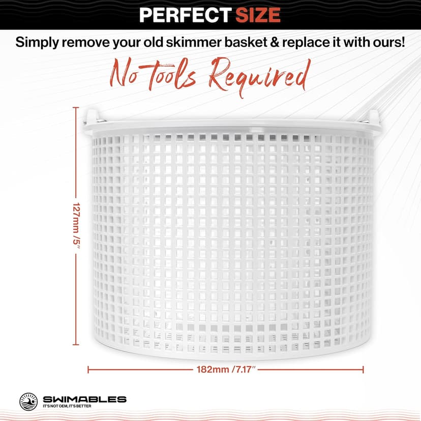 Swimables Pool Skimmer Basket for Inground Pool Compatible with Hayward Skimmer Basket and Pool Filter Basket SP1082CA | Built-in Brass Weight | 316 Stainless Steel Handle & Convenient Rubber Grip