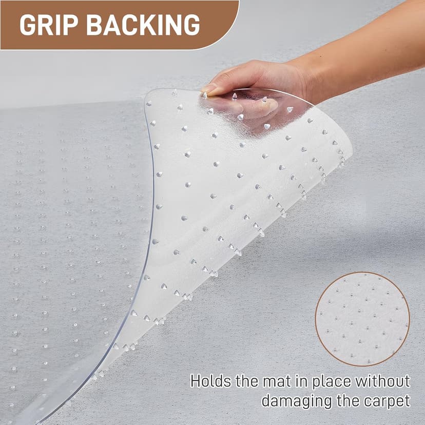 Winado Office Chair Mat, 36"x48" Non-Slip Under Computer Desk Chair Carpet Floor Protector, Heavy Duty Clear Plastic Chair Mats for Rolling Gaming and Work Chairs (Carpet 90 * 120 * 0.2cm with Lip)
