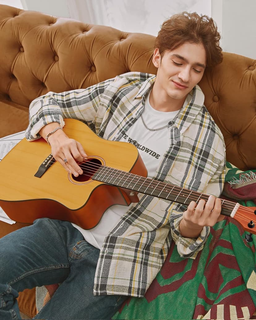 Donner 41” Acoustic Guitar Bundle for Beginners Adults with Online Lesson, 4/4 Full Size Steel Acustica Guitarra with Gig Bag, Tuner, Strap, Strings, Picks, Capos, Cutaway, Natural, DAG-1C/DAD-110C