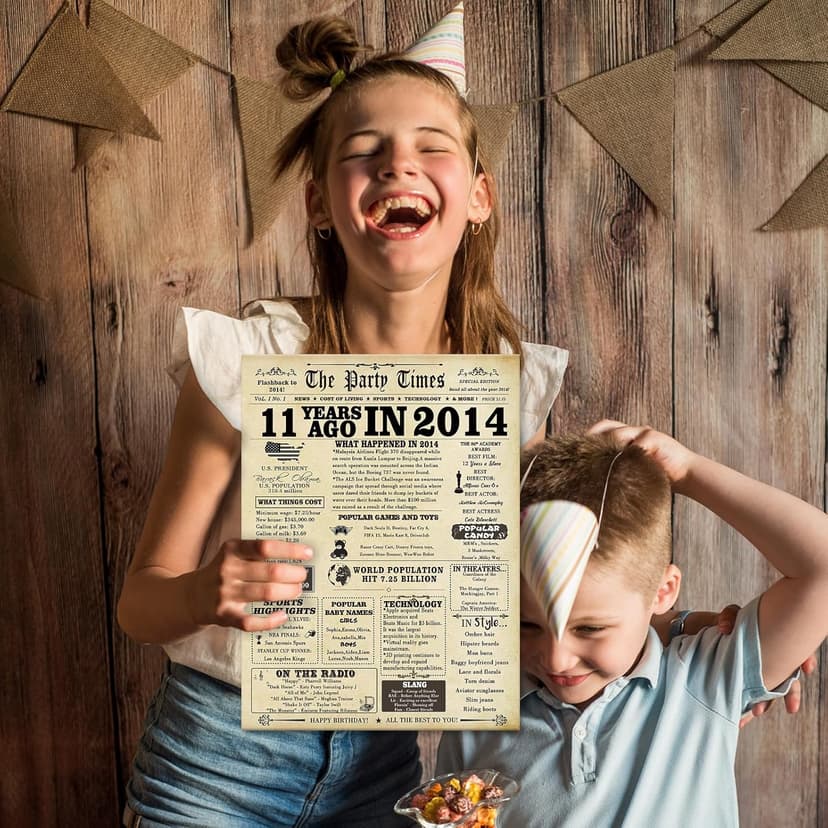 Big 11th Vintage Birthday Gifts for Girls Boys, Sweet 11th Birthday Decorations for Daughter Son Her Him,Humour Bday Card for 11 Year Old Granddaughter Grandson