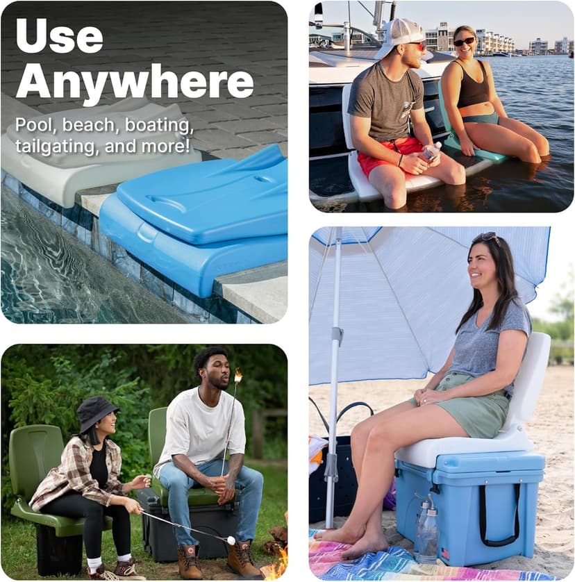 Step2 Foldable Adult Flip Seat, Portable Outdoor Chair for Poolside, Tailgating, Camping, Picnic Chair, Provides Back Support When Sitting on Ground, White