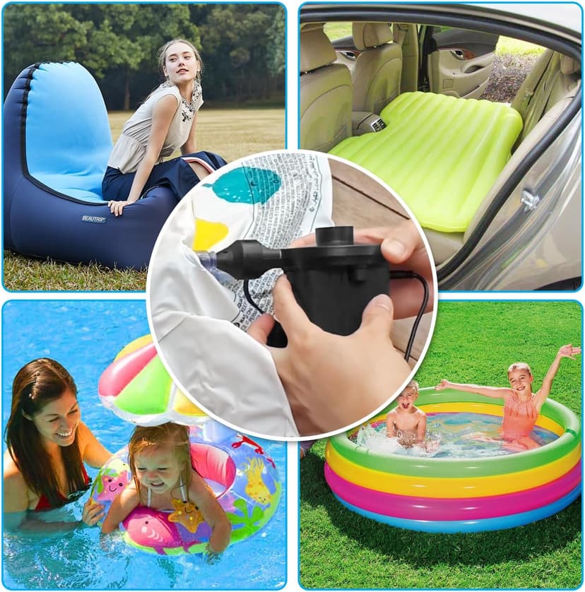 Newpol Inflatable Bed Pump, Electric Air Pump(100 Gallon/Min) for Air Mattress Beds, Inflatable Swimming Pools, Swimming Ring(AC110-240V/DC12V)