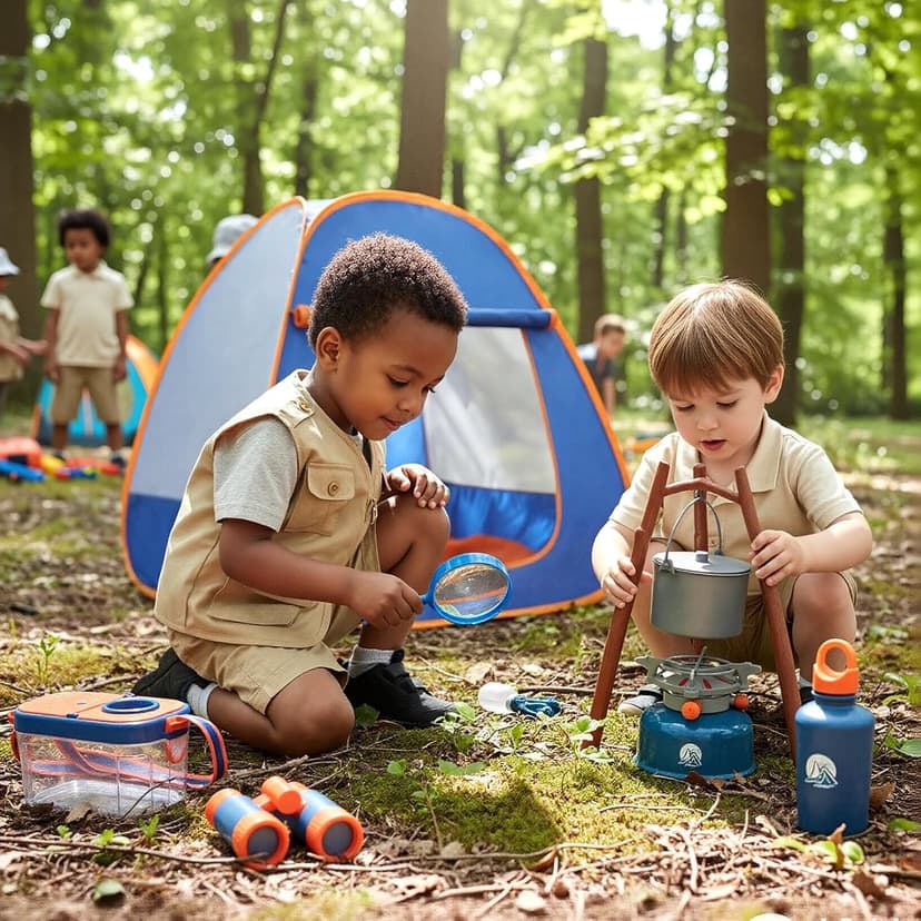 Pop-up tent, campfire, lantern, binoculars and camping gear for realistic pretend adventures indoors or outdoors Meland Camping Play Set for Child 3-6, Pretend Adventure Toy Gift B094XXBT8Z