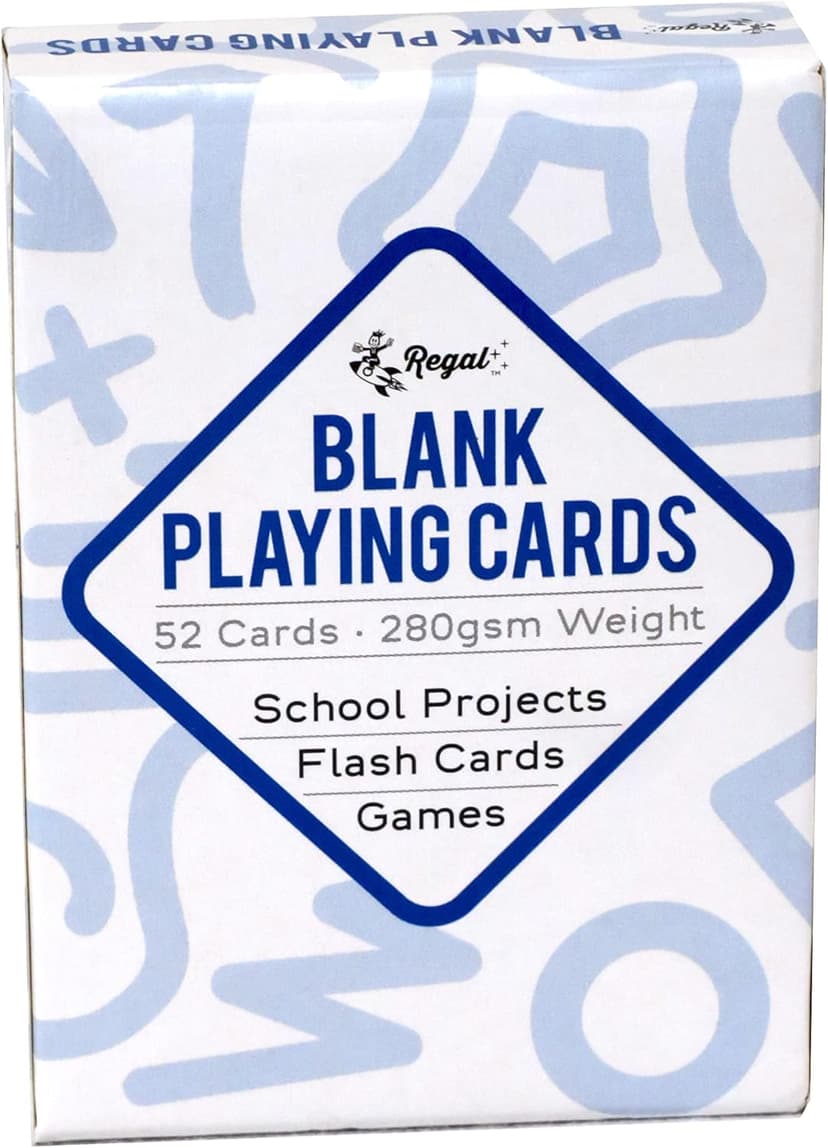 Regal Games 208 Blank Playing Cards to Write On - Custom Blank Deck of Cards - (2.5" x 3.5") Cardstock White Poker Size - 4 Packs x 52 Cards