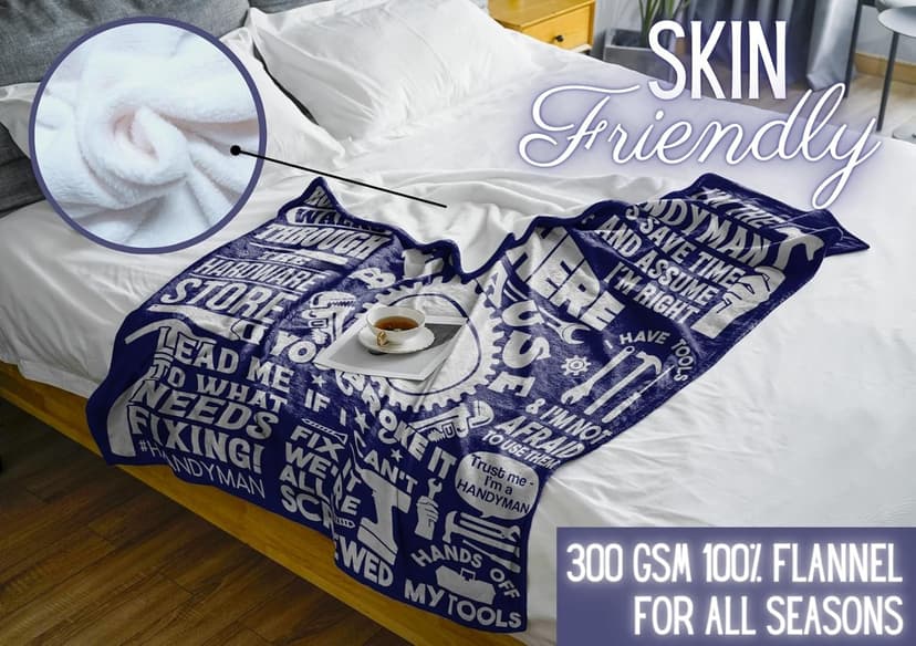 Hanyman Gifts Blanket for Man - 50" x 65" Throw, Flannel Blanket - Birthday Gifts for Handyman - Broke