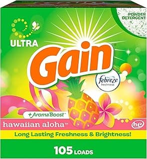 Gain Powder Laundry Detergent, Hawaiian Aloha Scent, 105 Loads, 135 OZ