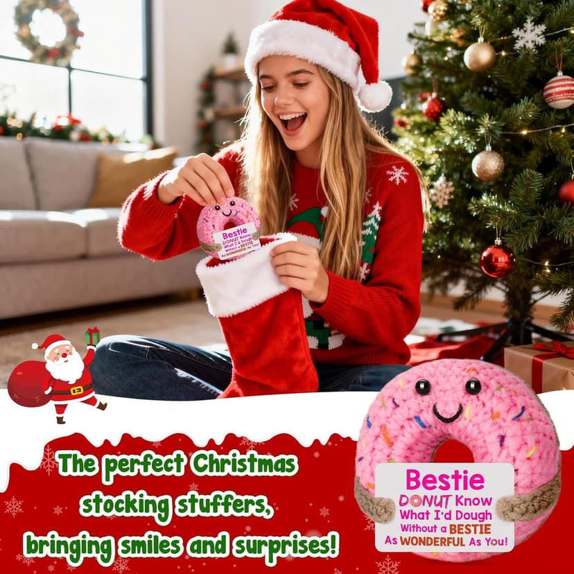 Bestie Gifts for Women Friend - Funny Cute Cool Handmade Knitted Donut for Female Woman Besties Best Friends BFF Soul Sister Coworker Friendship Birthday