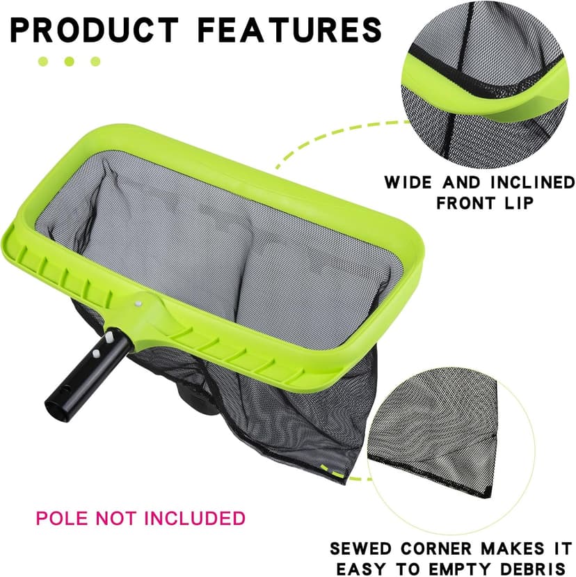 Sepetrel Swimming Pool Leaf Skimmer Net,Reinforced Frame Deep Rake Net