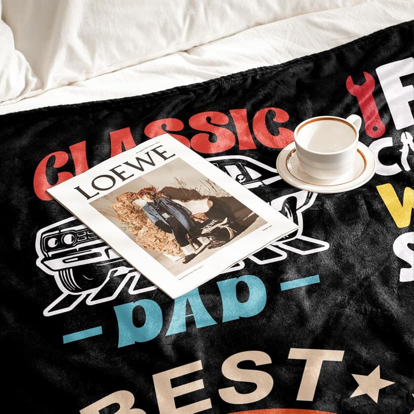 Dad Throw Blanket - 50x60 Inch Soft & Durable Gifts for Dad Birthday, Father's Day, Retirement - Perfect for Travel, Camping, Office & Home Use from Daughter or Son