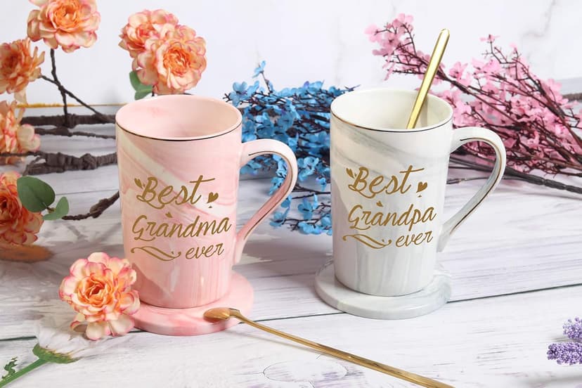 Best Grandma Grandpa Ever Mug Best Grandparents Mugs New Grandparents Mugs Birthday Mothers Day Gifts for Grandma and Grandpa from Granddaughter Grandson Grandchildren Grandkids 14 Ounce Gift Box