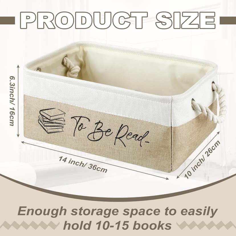 Gift for Book Club Members, To Be Read Organizer, Linen Canvas Bin with Handles for Reading Accessories Bookworm Decor Marsui 1 Pcs TBR Basket Book Lover Gifts for Women Book Storage Bin Bookish B0DSPS3KRY