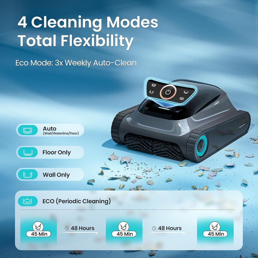 (2025 Upgrade) Aiper Scuba S1 Robotic Pool Cleaner, Wall & Waterline Cleaning, Double Filtration, Extended 180-Min Battery Life, Smart Navigation, App Support, OTA Upgrade