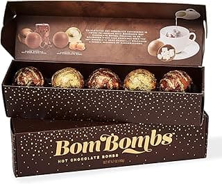 BomBombs, Hot Chocolate Bombs, Includes Fudge Brownie and Caramel Candy Cocoa Bombs Filled with Marshmallows, Pack of 5