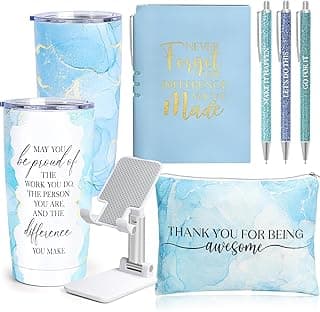Employee Appreciation Gifts, Appreciation Gifts for Coworkers, 8 Pcs Christmas Gift for Employees Coworkers Teacher Staff Principal Nurse, Cool Thank You Gifts Baskets w/ Tumbler Notebook (Blue)