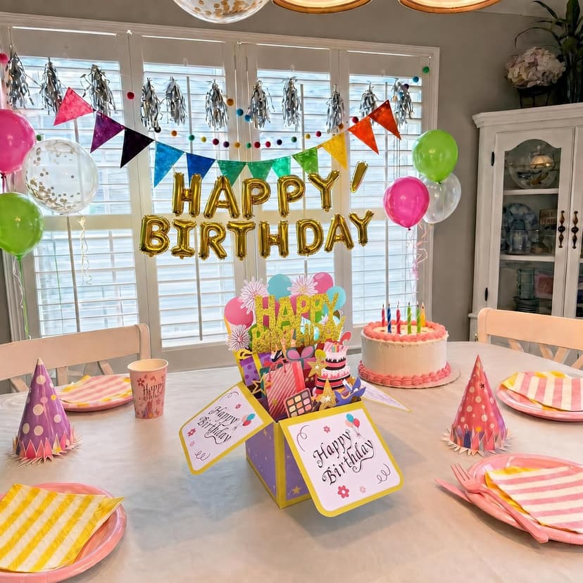 Funny Happy Birthday Pop Up Card, Sweet 3D Birthday Gift Box for Adults and Kids with Envelopes, Unique Handmade Foldable Celebration Cards for Daughter, Son, Mom, Dad, Friend