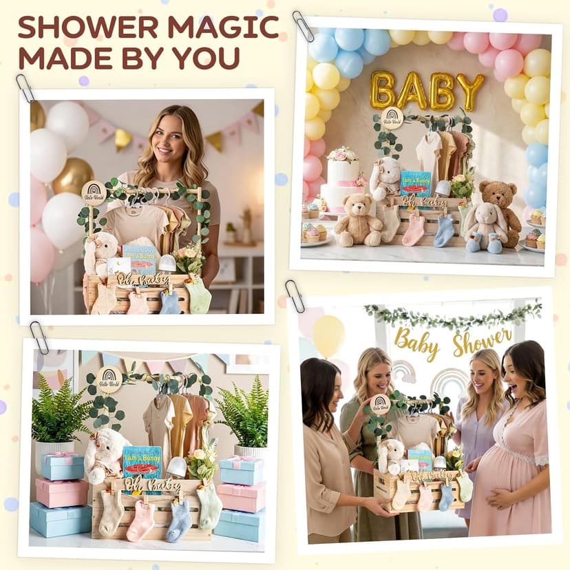 Wooden Baby Shower Crate Closet - Personalized Baby Gift Baskets with Hangers, Large Newborn Boys Girls Clothes Storage Box for Newborn New Parent B0GFMLPWDH