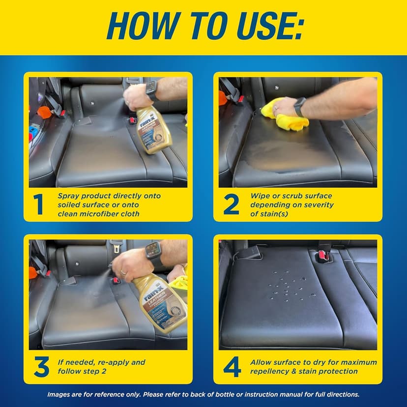 Rain-X 620236SRP Leather Cleaner Conditioner & Repellent for Car Interiors, Cleans + Repels while Moisturizing, Restores Leather to Natural, Fresh Scent without Residue 16 Fl Oz.