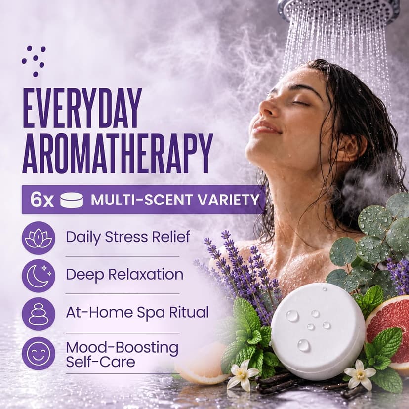 Cleverfy Shower Steamers Aromatherapy for Women and Men – Self-Care Shower Bombs for Stress Relief and Relaxation – 6 Tablets