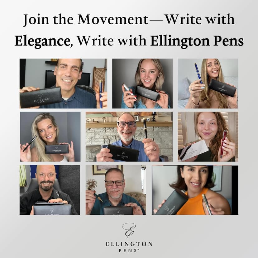Ellington Pens Luxury Fountain Pen Set - Fountain Pen For Writing - Smooth Medium Nib - Includes Refillable Ink Converter, 3 Ink Cartridges, Gift Box - Calligraphy, Journaling, Sketching (The Stealth)