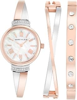Anne Klein Women's Premium Crystal Accented Bangle Watch Set, AK/2245
