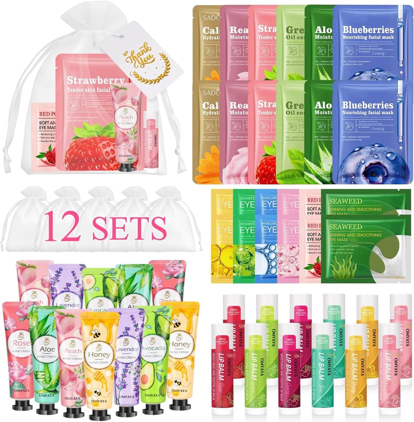 72 Pcs Bulk Gifts For Women, Bulk Facial Mask, Lip Balms, Hand Creams & Under Eye Patches, Spa Party Supplies,Party Favors For Bridal Wedding, Baby Shower,Sleepover Party, Christmas Stocking Stuffers B0FKH49Y6H