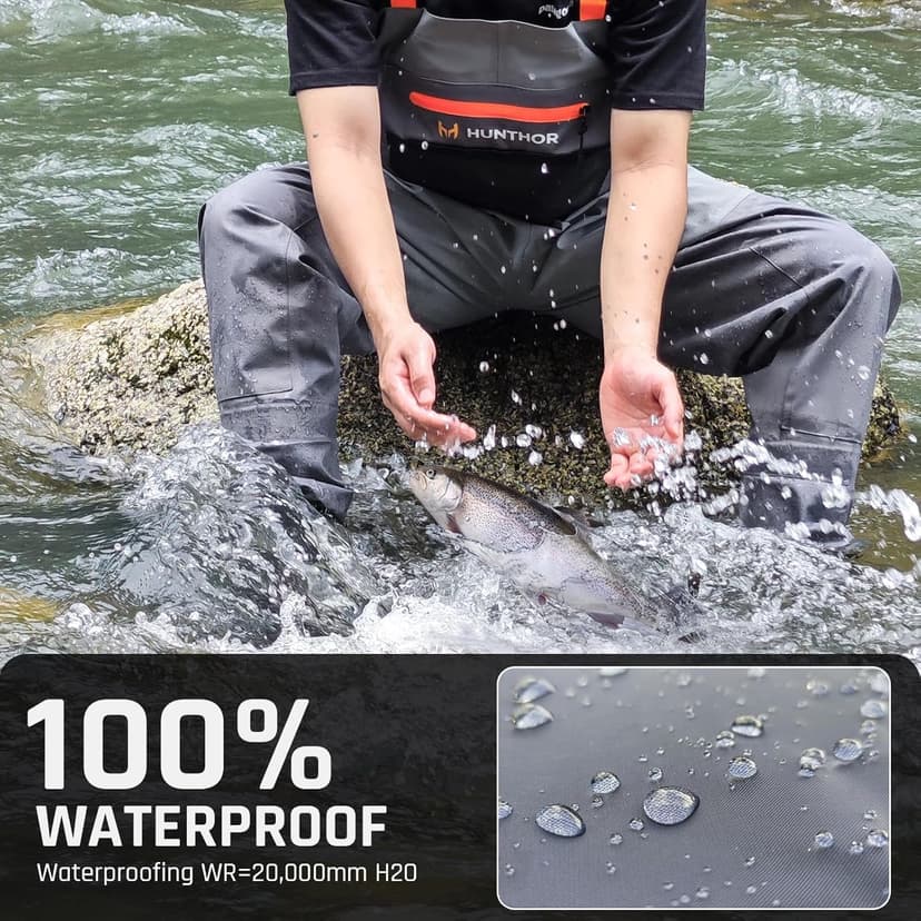 Hunthor Fishing Waders for Men Waterproof Breathable Chest Wader with Insulated Stockingfoot for Fly Fishing, Hunting, Wading
