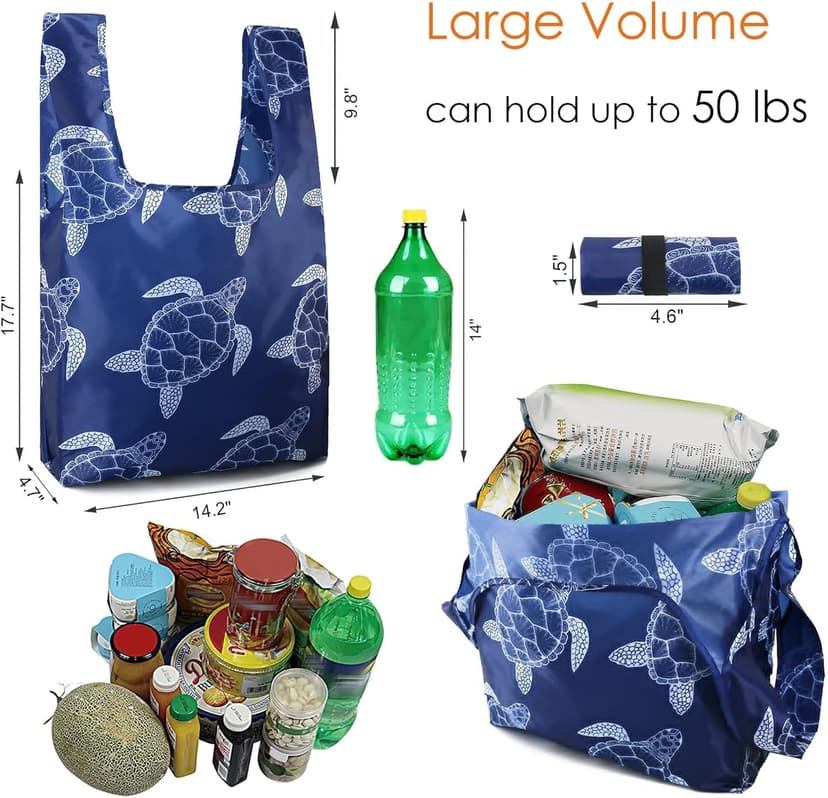 BeeGreen Reusable Grocery Bags Foldable 12 Pack Large Cute Totes - Heavy Duty Washable Holiday Cloth Gifts Bag with Handles, Reusable Gift Bulk Shopping Bags for Groceries for Women Animal Lover