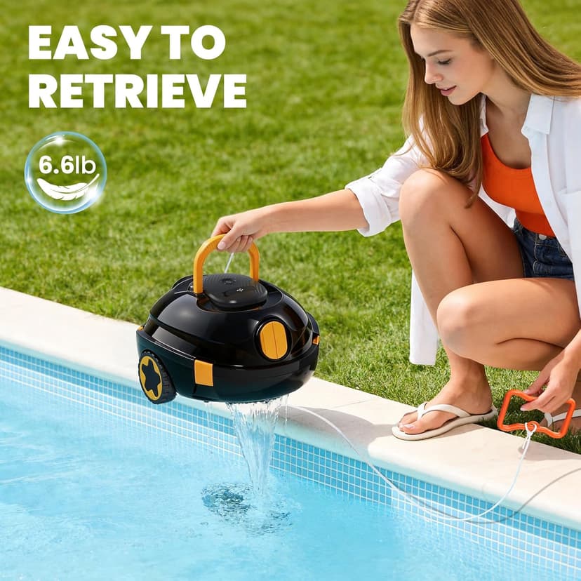 Y20 Robotic Pool Cleaner, Cordless Pool Vacuum for Above Ground & Inground Flat Pools with Dual Motors, 120 Min Runtime, Auto-Parking, Powerful Pool Vacuum Robot for Up to 1100 Sq.Ft