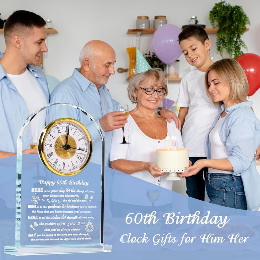 Movdyka 60th Birthday Gifts for Women Men - Crystal Clock Gifts Personalized 1964 60 Year Old Birthday Present for Her Him - Happy 60th Birthday Gifts Ideas for Mom Dad Unique