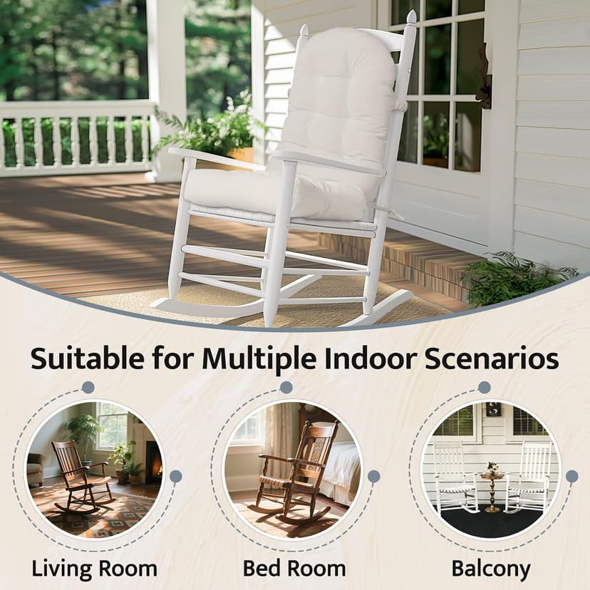 mudilun Adirondack Chair Cushions Non-Slip Indoor Rocking Chair Cushion with Straps Tufted Adirondack Chair Pads for Bedroom Living Room Porch Rocker