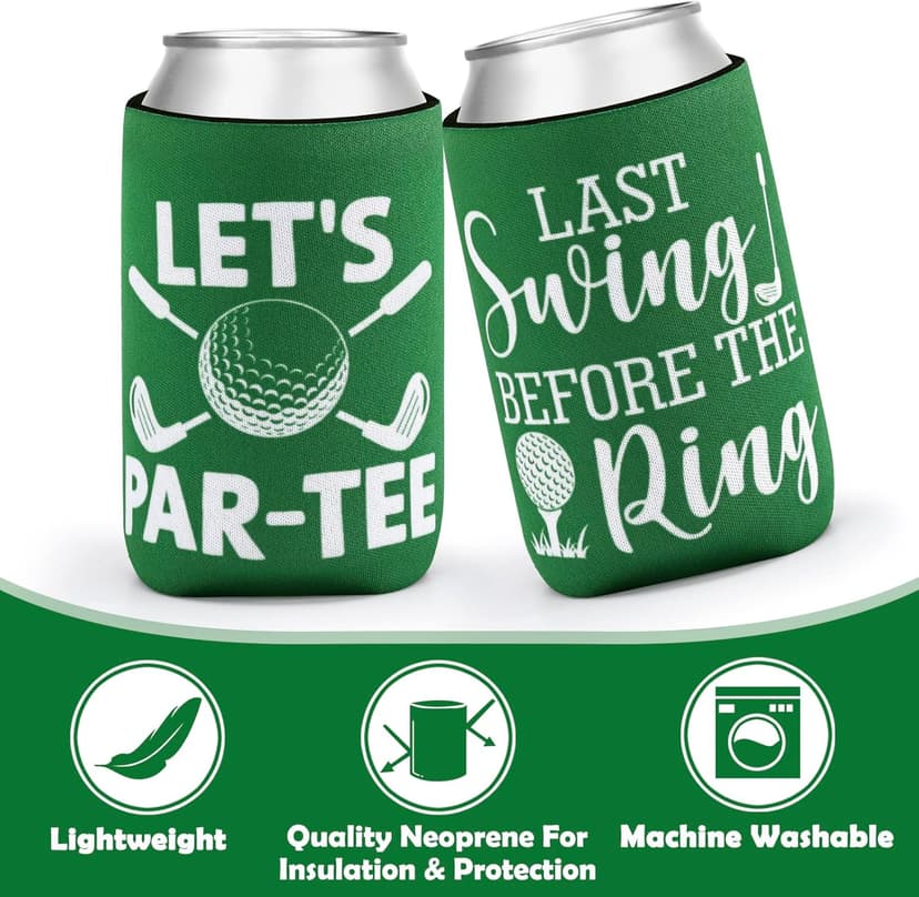 CiyvoLyeen Golf Beer Can Cooler, Bachelor Party Can Sleeves Neoprene Insulator Drink Glasses Cup Holders for Golfer Gifts Wedding Outdoor Activities Supplies Let’s Par-Tee 6PCS