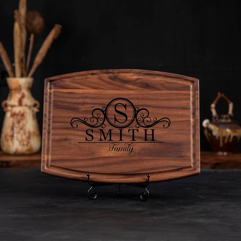 Personalized Cutting Board with Display Stand – Custom Engraved Charcuterie Board, Ideal Gift for Wedding, Housewarming, Bridal Shower, Anniversary, Birthday, Christmas, Mom & Couples, Family