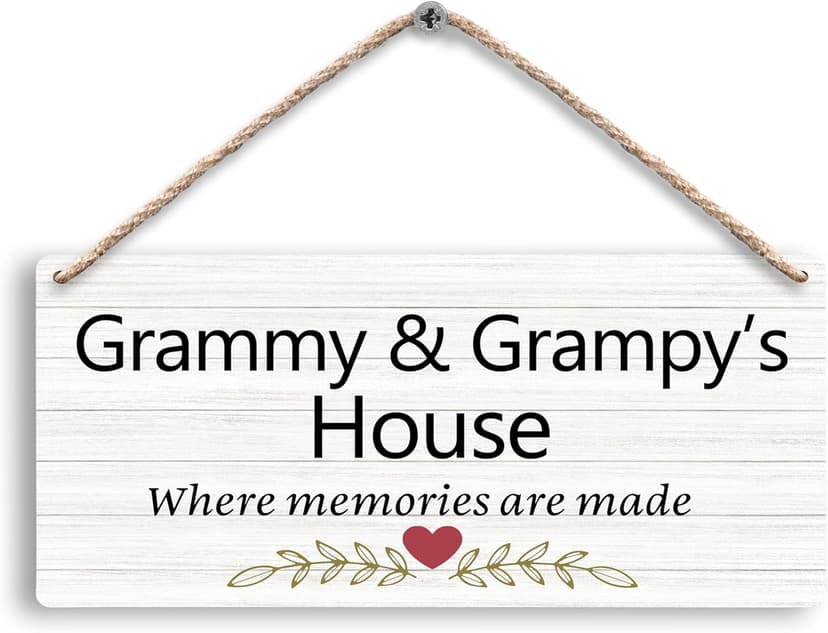 Grandma and Grandpa's House Hanging Wooden Signs 12x6, Grandma and Grandpa Gifts, Grandparents Gifts House Wall Decor, Grandkids Welcome Sign Decor Gifts for Grandma and Grandpa Grandparents