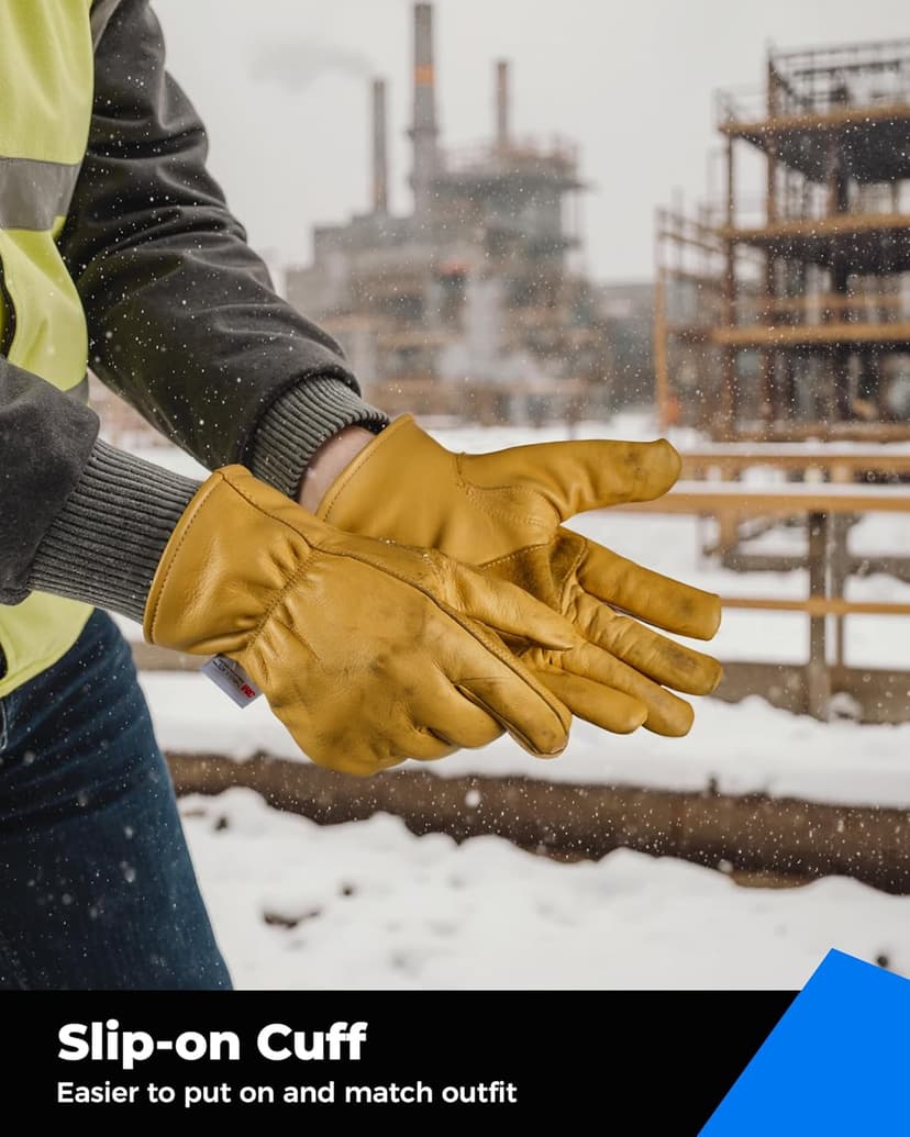 toolant Winter Work Gloves for Men, Insulated Leather with Water Resistance and Abrasion Protection for Cold Weather