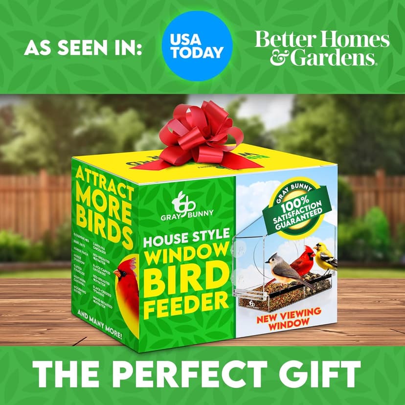 Window Bird Feeder with Strong Suction Cups - Gifts for Grandma Bird Watching Gifts for Grandpa Backyard Birding (Large House)