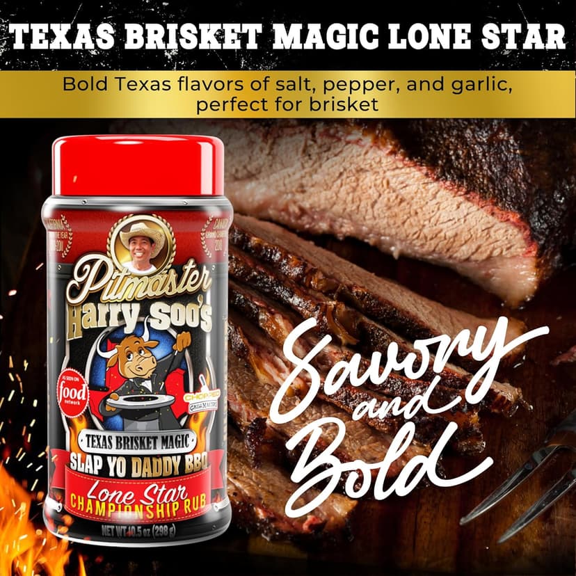 Slap Yo Daddy BBQ Rub Seasoning, Texas Brisket Magic Lone Star - Texas Brisket Rub for Smoking & Grilling From Pitmaster Harry Soo - Championship BBQ Beef Seasoning – No MSG, Gluten-Free – 10.5 oz