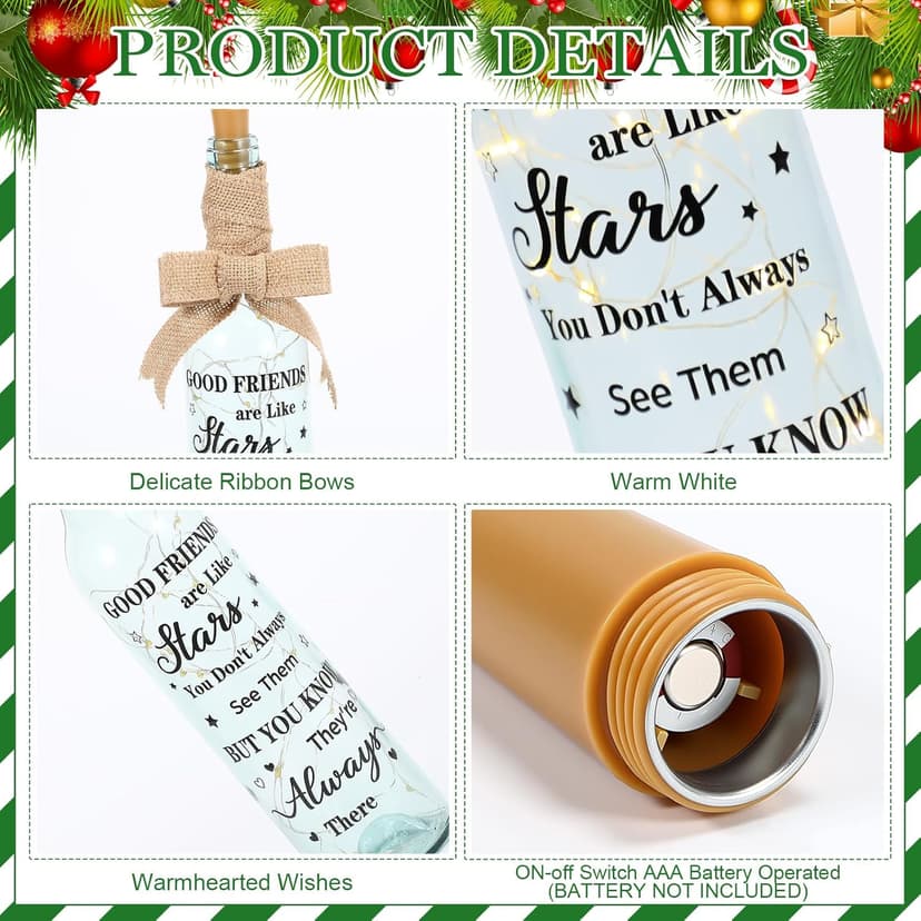 Friendship Gifts for Women Christmas 2026 Lighted Wine Friendship Bottle Holiday Unique Friends Gift for Girlfriend Men Birthday Wine Bottle Light Christmas Table Centerpieces Decorations