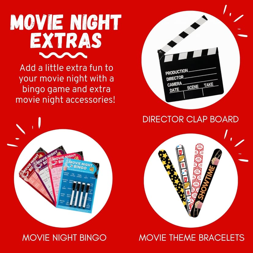 Movie Night Gift Basket – 42-Piece Gift Box with Popcorn, Candy, Snacks & Bingo – Birthdays, Date Night, Family, Kids, Adults, Mom, Dad, Teens, Christmas, Mothers Day, Fathers Day, Raffle & Fundraiser