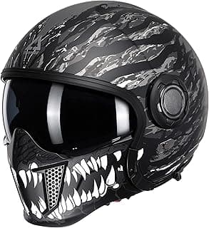 TRIANGLE Convertible Full Face Motorcycle Helmet DOT Approved for Men Women, Multi-Configuration 3/4 Open Face Street Bike Helmet with Internal Tinted Sunshield, Includes Storage Bag